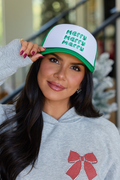 Merry Repeat White/Kelly Green Embroidered Trucker Hat