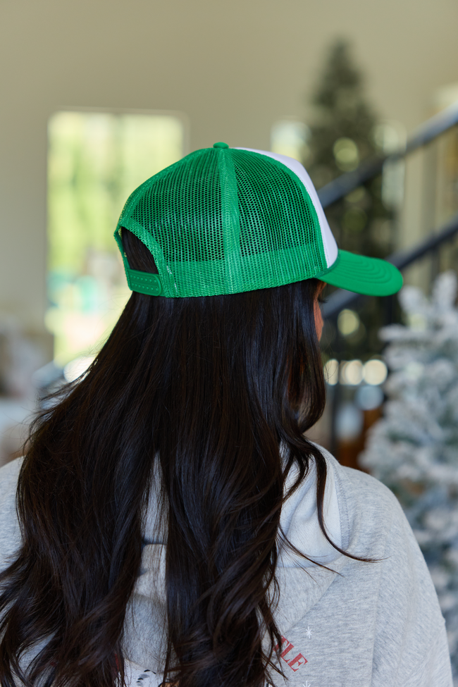 Merry Repeat White/Kelly Green Embroidered Trucker Hat