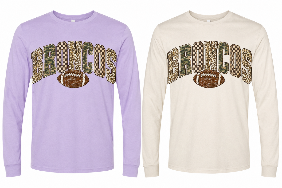 Broncos Football Leopard & Camo Long Sleeve Tee
