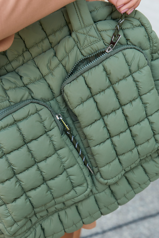 Haylie Olive Quilted Weekender Bag