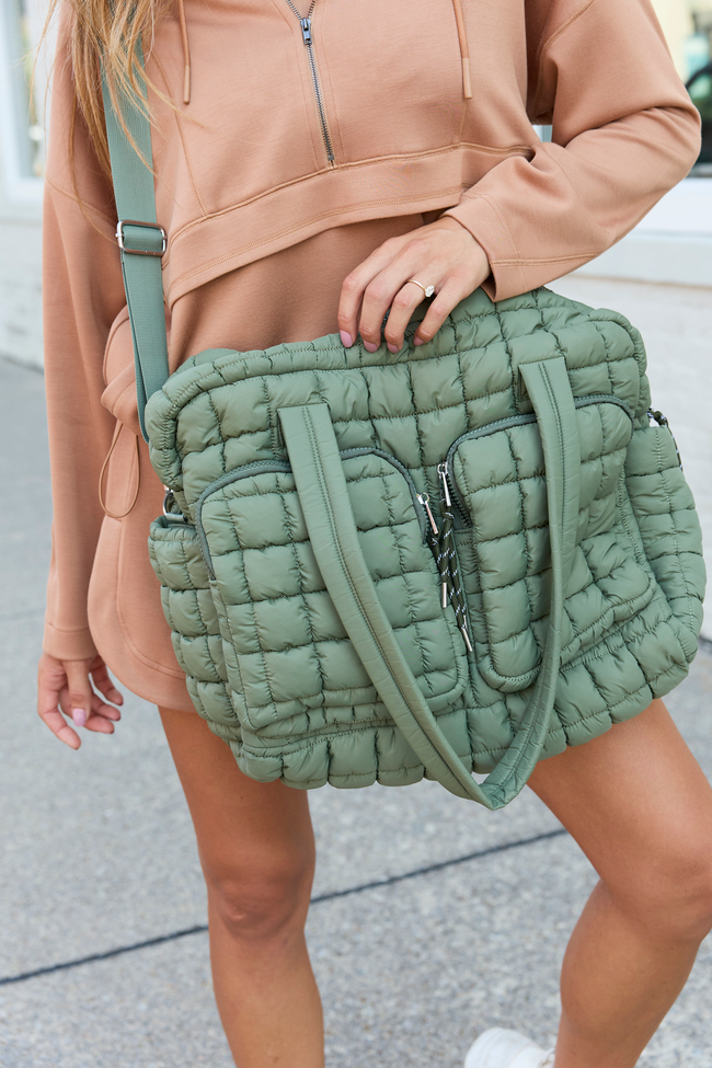 Haylie Olive Quilted Weekender Bag