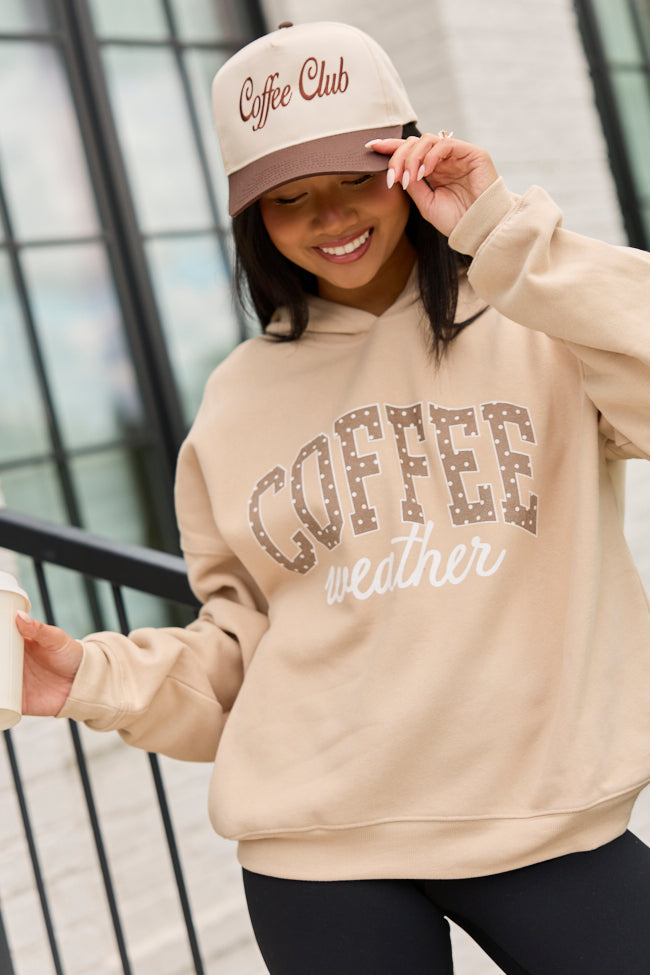 Coffee Club Natural/Brown Embroidered Trucker Hat