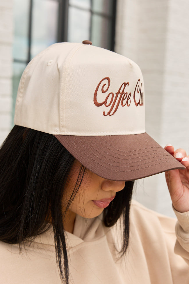 Coffee Club Natural/Brown Embroidered Trucker Hat