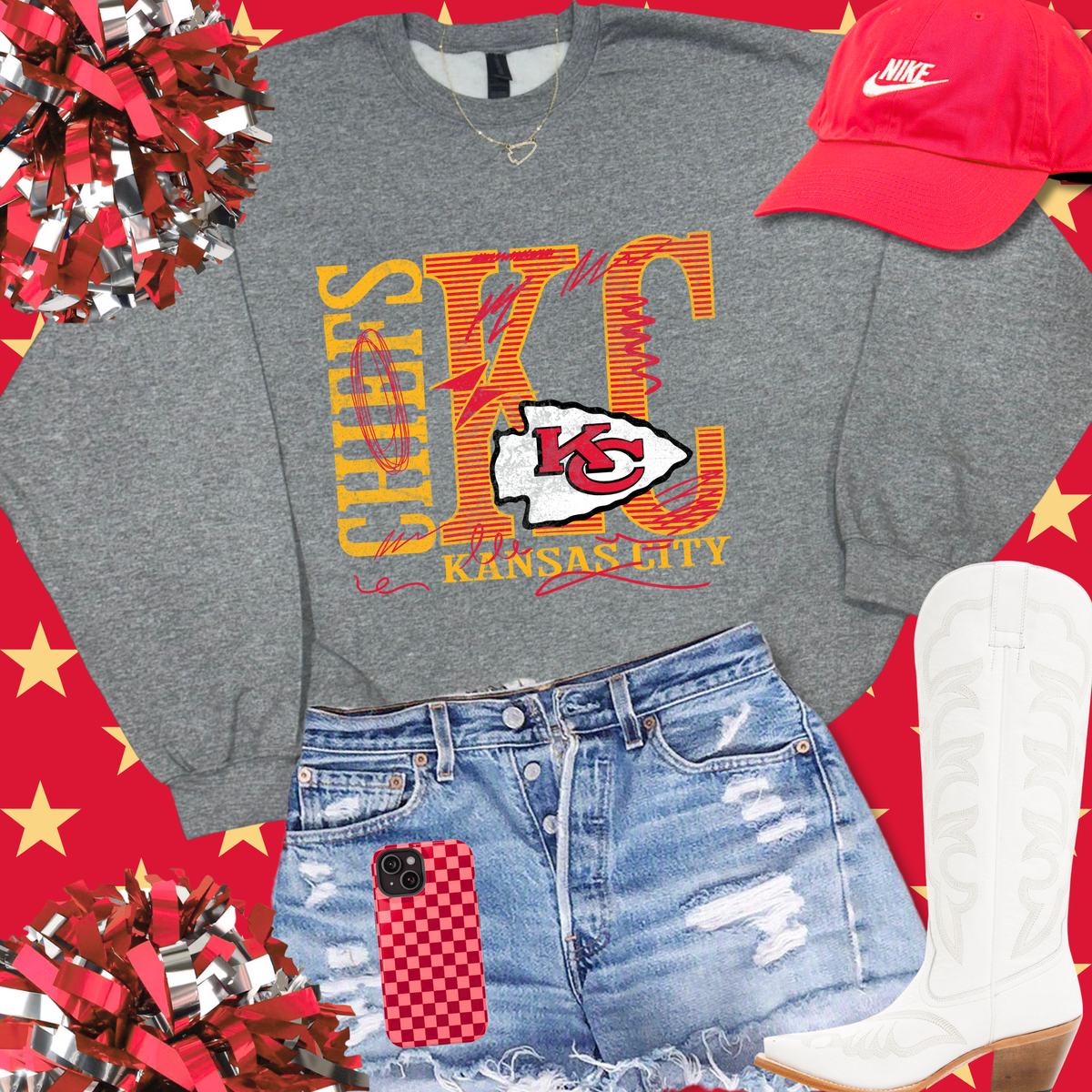 KC Chiefs Graphic Crewneck Sweatshirt