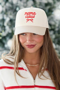Mama Claus Natural/Khaki Embroidered Trucker Hat
