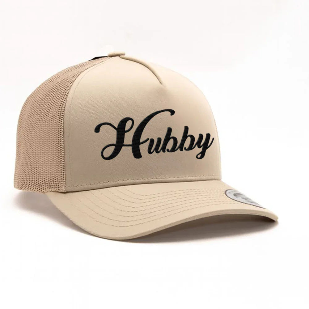 Embroidered Hubby Trucker Hat – Classic Mesh Cap for Wedding or Anniversary