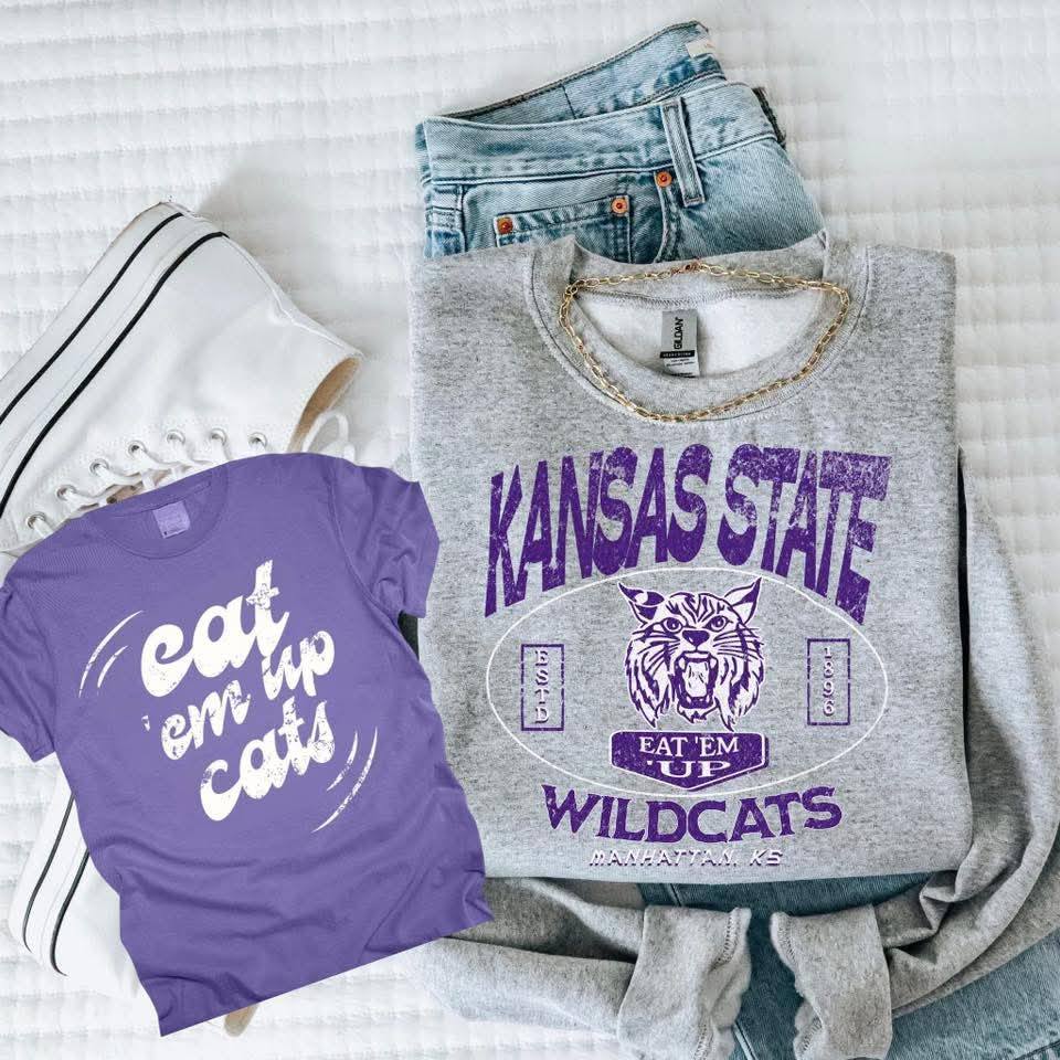 Kansas State "Eat 'Em Up Cats" T-Shirt – Purple
