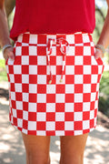 Let's Go Checkered Skort- Red