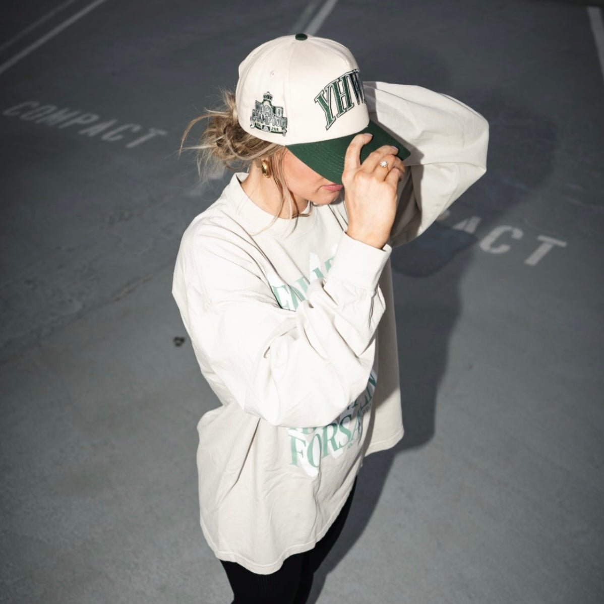 [PRE-ORDER - SHIPS MID-OCTOBER] ‘YHWH’ Structured SnapBack - Cream/Billiard Green